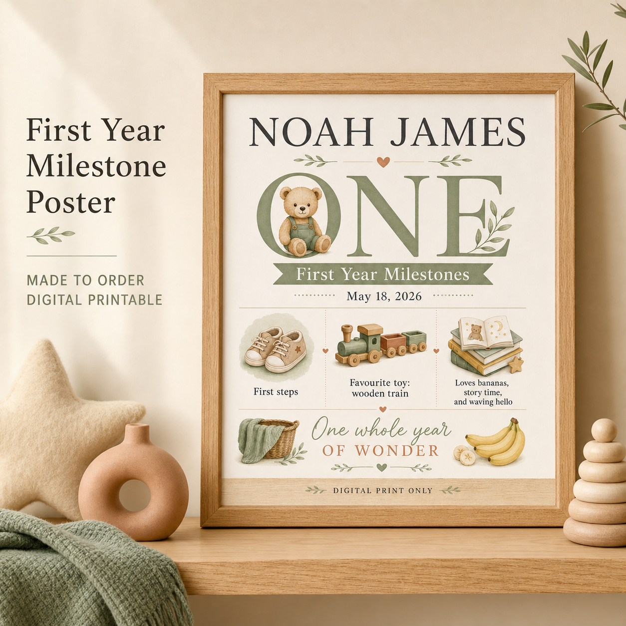 First birthday milestone poster