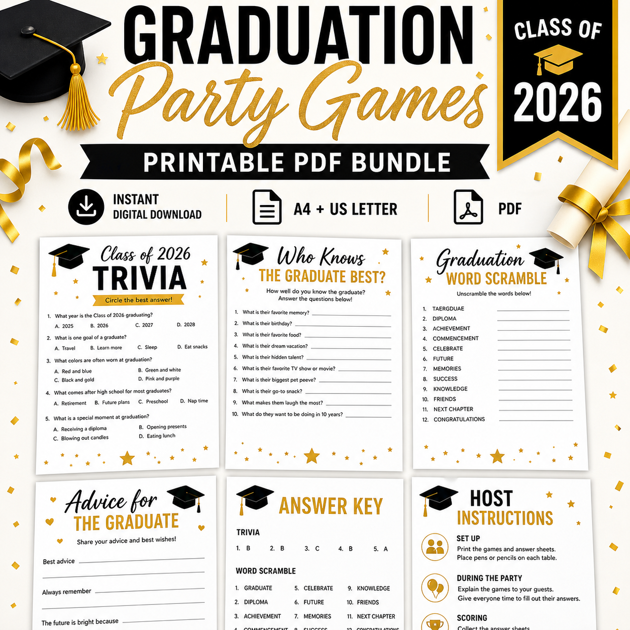 Printable graduation party games preview