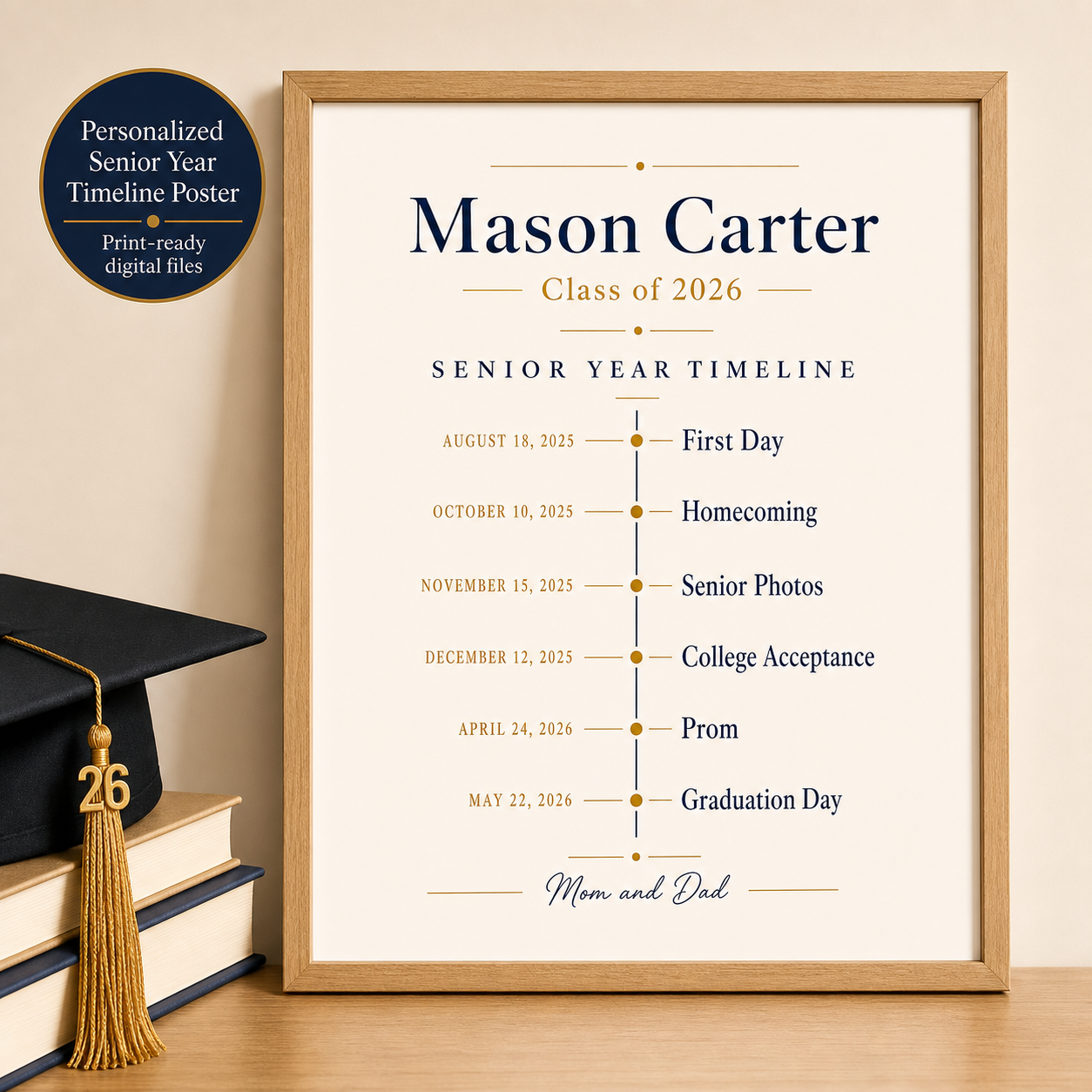 Senior year timeline poster digital keepsake preview